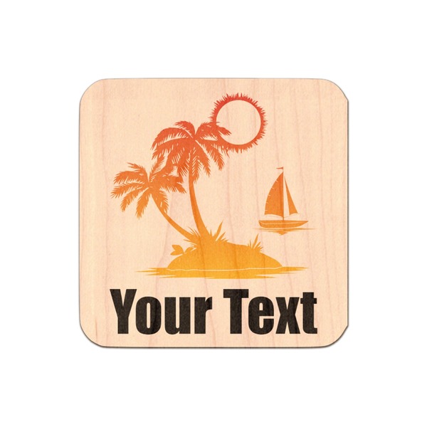 Custom Tropical Sunset Genuine Maple or Cherry Wood Sticker (Personalized)