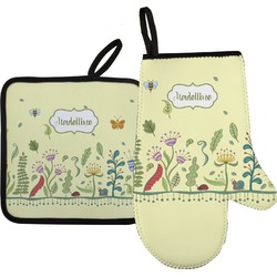 Nature Inspired Right Oven Mitt & Pot Holder Set w/ Name or Text
