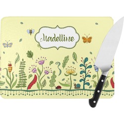 Nature Inspired Rectangular Glass Cutting Board - Large - 15.25"x11.25" w/ Name or Text