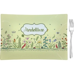 Nature Inspired Rectangular Glass Appetizer / Dessert Plate - Single or Set (Personalized)