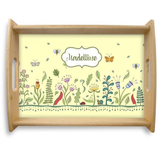 Custom Nature Inspired Natural Wooden Tray - Large (Personalized)