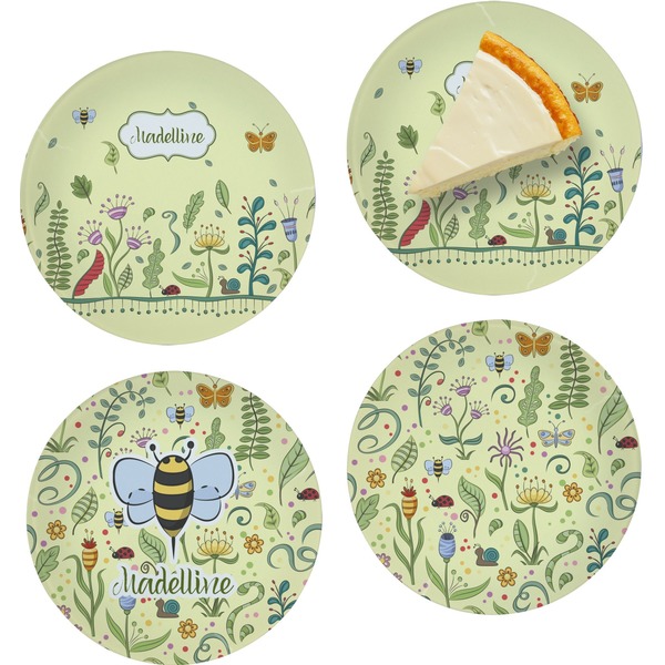 Custom Nature Inspired Set of 4 Glass Appetizer / Dessert Plate 8" (Personalized)