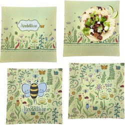 Nature Inspired Set of 4 Glass Square Lunch / Dinner Plate 9.5" (Personalized)