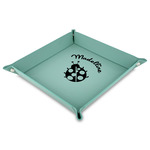 Nature Inspired Faux Leather Dice Tray - 9" x 9"  - Teal (Personalized)