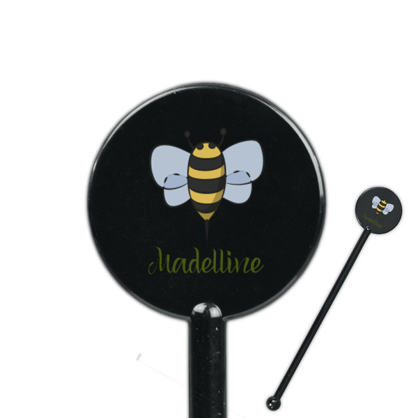 Custom Nature Inspired 5.5" Round Plastic Stir Sticks - Black - Double Sided (Personalized)