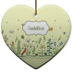 Nature Inspired Heart Ceramic Ornament w/ Name or Text