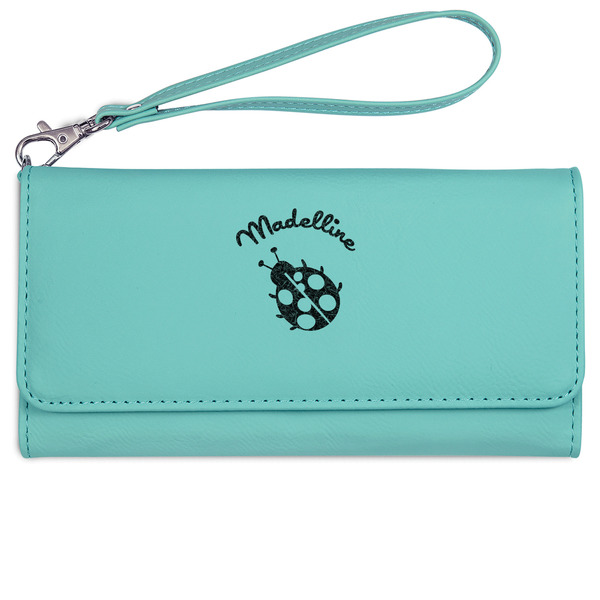 Custom Nature Inspired Ladies Leatherette Wallet - Laser Engraved- Teal (Personalized)