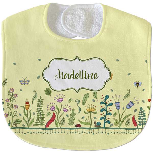 Custom Nature Inspired Velour Baby Bib w/ Name or Text