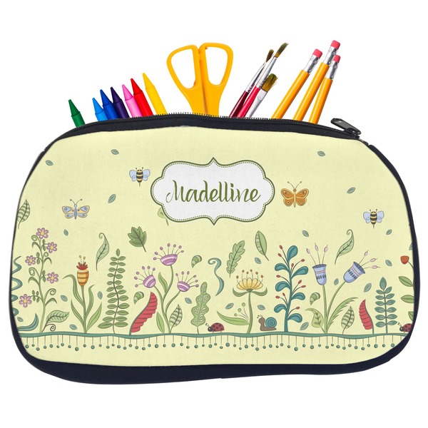 Custom Nature Inspired Neoprene Pencil Case - Medium w/ Name or Text