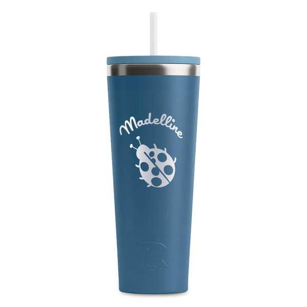 Custom Nature Inspired RTIC Everyday Tumbler with Straw - 28oz - Steel Blue - Double-Sided (Personalized)