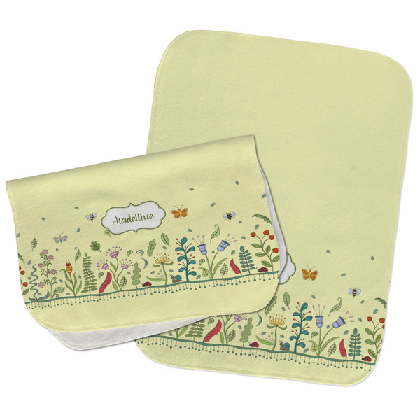 Custom Nature Inspired Burp Cloths - Fleece - Set of 2 w/ Name or Text