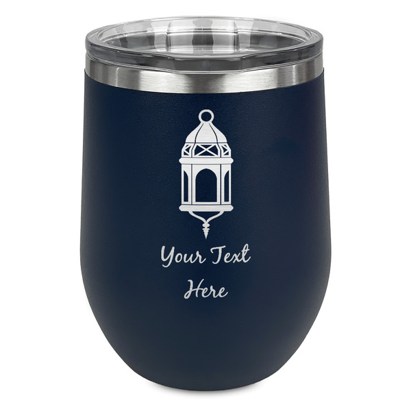 Custom Hanging Lanterns Stemless Stainless Steel Wine Tumbler - Navy - Double Sided