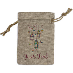 Hanging Lanterns Small Burlap Gift Bag - Front