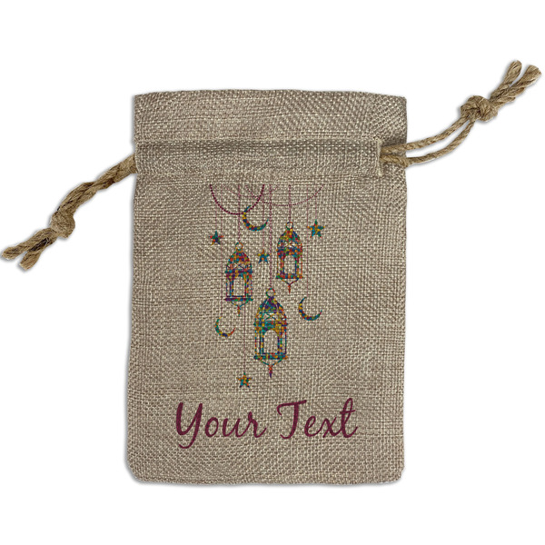 Custom Hanging Lanterns Small Burlap Gift Bag - Front