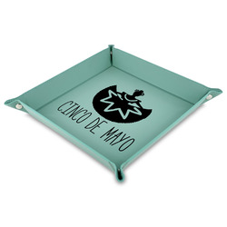 Cinco De Mayo Faux Leather Dice Tray - 9" x 9"  - Teal