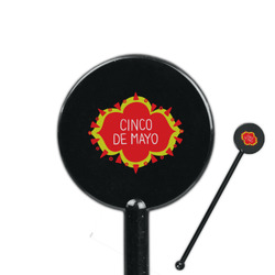 Cinco De Mayo 5.5" Round Plastic Stir Sticks - Black - Single Sided