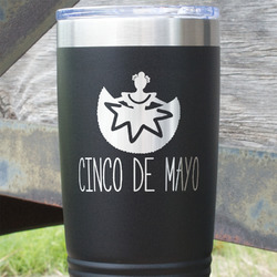 Cinco De Mayo 20 oz Stainless Steel Tumbler - Black - Double Sided