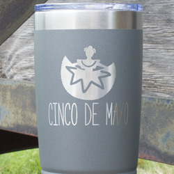 Cinco De Mayo 20 oz Stainless Steel Tumbler - Grey - Double Sided