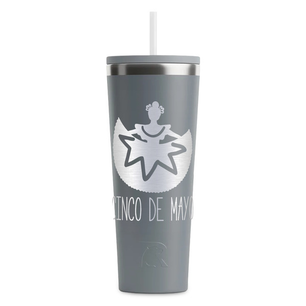 Custom Cinco De Mayo RTIC Everyday Tumbler with Straw - 28oz - Grey - Double-Sided