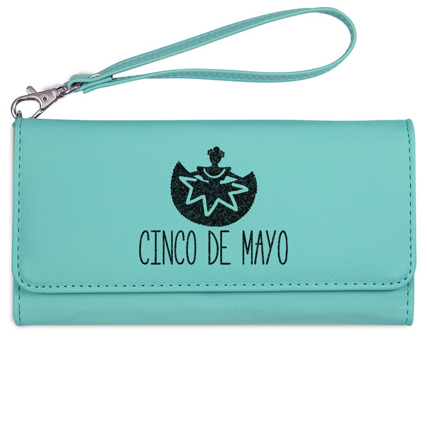 Custom Cinco De Mayo Ladies Leatherette Wallet - Laser Engraved- Teal