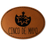 Cinco De Mayo Faux Leather Iron On Patch - Oval