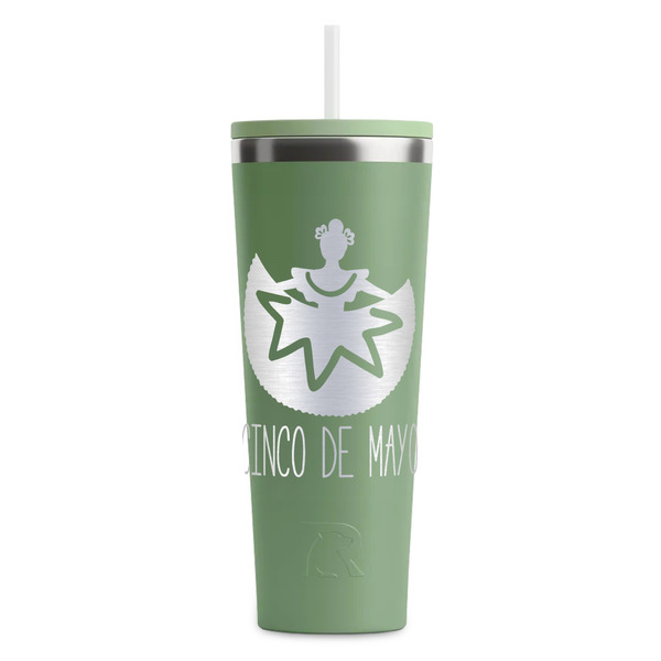 Custom Cinco De Mayo RTIC Everyday Tumbler with Straw - 28oz - Light Green - Double-Sided