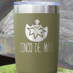 Cinco De Mayo 20 oz Stainless Steel Tumbler - Olive - Double Sided