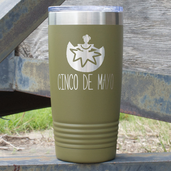 Custom Cinco De Mayo 20 oz Stainless Steel Tumbler - Olive - Double Sided