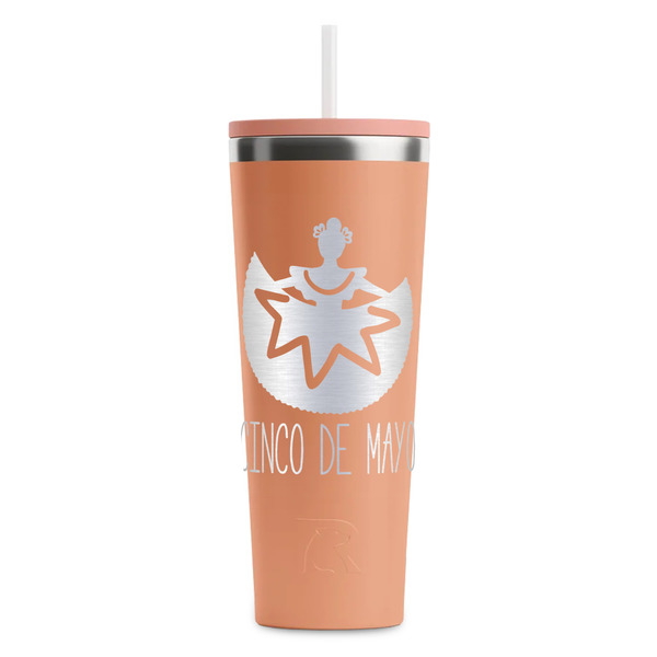 Custom Cinco De Mayo RTIC Everyday Tumbler with Straw - 28oz - Peach - Single-Sided