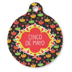 Cinco De Mayo Round Pet ID Tag - Large