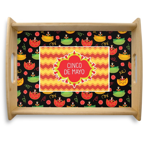 Custom Cinco De Mayo Natural Wooden Tray - Large