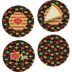 Cinco De Mayo Set of 4 Glass Appetizer / Dessert Plate 8" (Personalized)