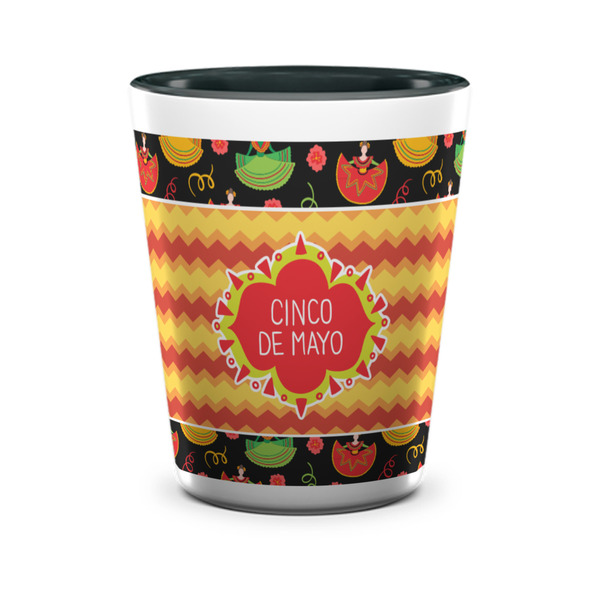 Custom Cinco De Mayo Ceramic Shot Glass - 1.5 oz - Two Tone - Single