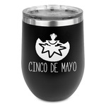 Cinco De Mayo Stemless Stainless Steel Wine Tumbler - Black - Double Sided