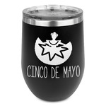 Cinco De Mayo Stemless Stainless Steel Wine Tumbler - Black - Single Sided