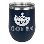 Cinco De Mayo Stemless Stainless Steel Wine Tumbler - Navy - Double Sided
