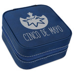 Cinco De Mayo Travel Jewelry Box - Navy Blue Leather