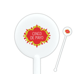 Cinco De Mayo 5.5" Round Plastic Stir Sticks - White - Single Sided