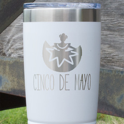 Cinco De Mayo 20 oz Stainless Steel Tumbler - White - Double Sided