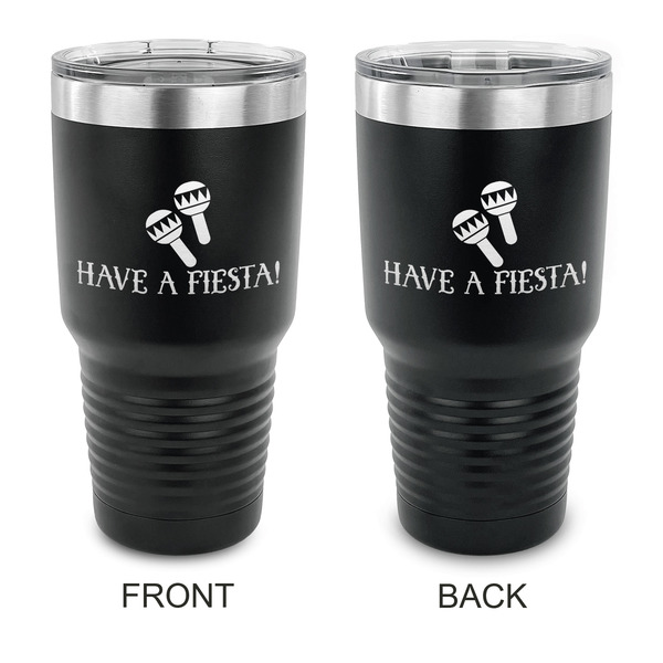 Custom Fiesta - Cinco de Mayo 30 oz Stainless Steel Tumbler - Black - Double Sided (Personalized)