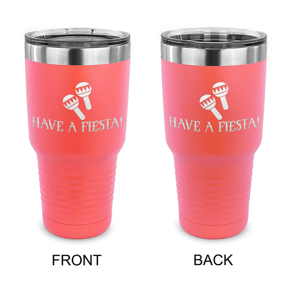 Custom Fiesta - Cinco de Mayo 30 oz Stainless Steel Tumbler - Coral - Double Sided (Personalized)