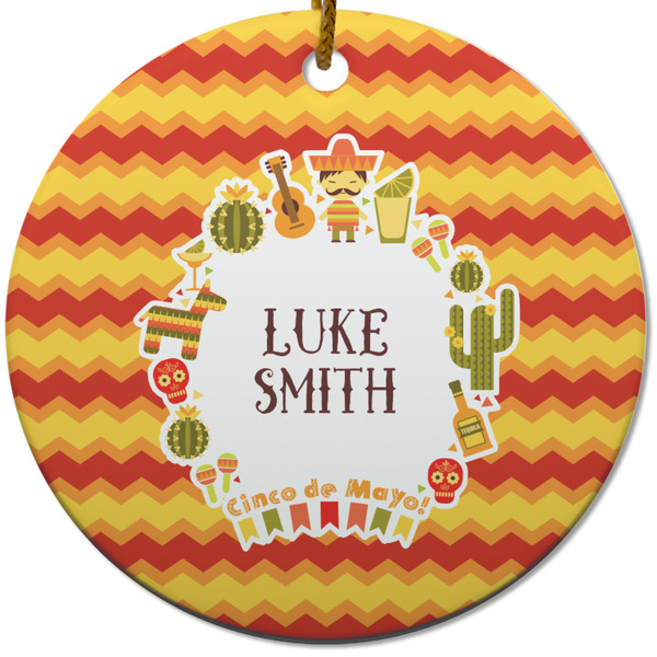 Custom Fiesta - Cinco de Mayo Round Ceramic Ornament w/ Name or Text