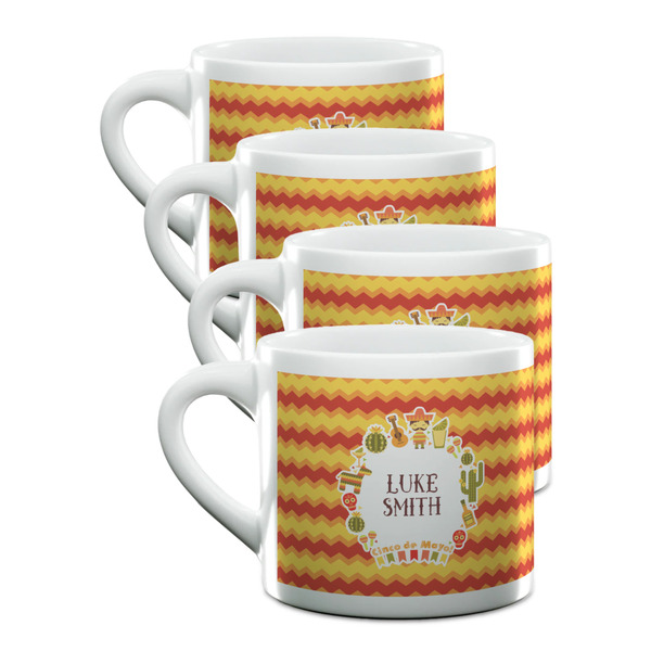 Custom Fiesta - Cinco de Mayo Double Shot Espresso Cups - Set of 4 (Personalized)