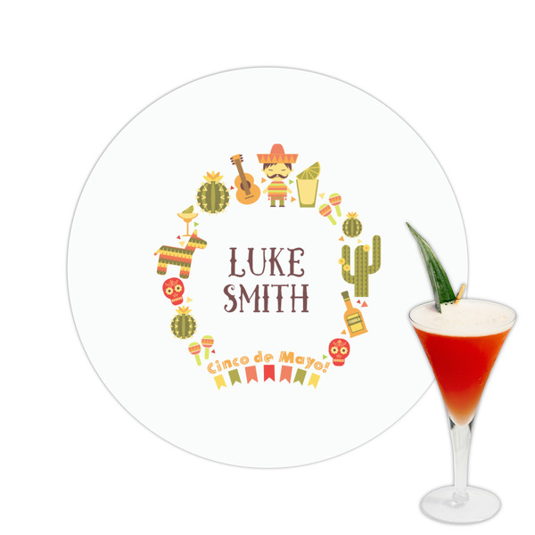 Custom Fiesta - Cinco de Mayo Printed Drink Topper -  2.5" (Personalized)