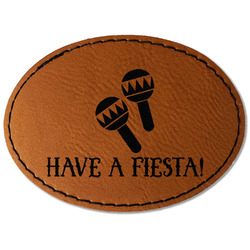 Fiesta - Cinco de Mayo Faux Leather Iron On Patch - Oval (Personalized)