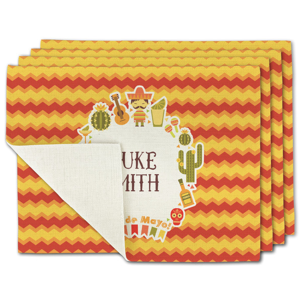 Custom Fiesta - Cinco de Mayo Single-Sided Linen Placemat - Set of 4 w/ Name or Text