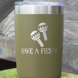 Fiesta - Cinco de Mayo 20 oz Stainless Steel Tumbler - Olive - Single Sided (Personalized)