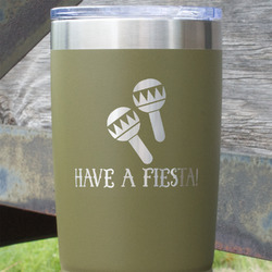 Fiesta - Cinco de Mayo 20 oz Stainless Steel Tumbler - Olive - Double Sided (Personalized)