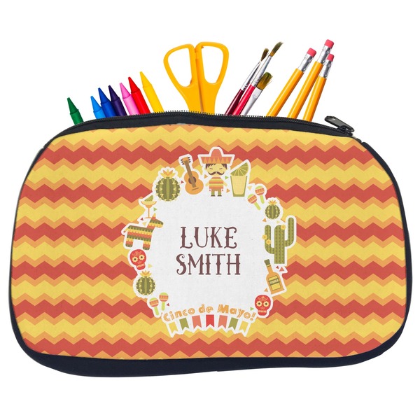 Custom Fiesta - Cinco de Mayo Neoprene Pencil Case - Medium w/ Name or Text