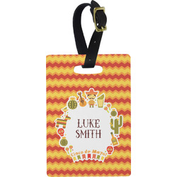 Fiesta - Cinco de Mayo Plastic Luggage Tag - Rectangular w/ Name or Text